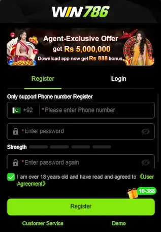 Register and Login Win786 Game to Start Playing